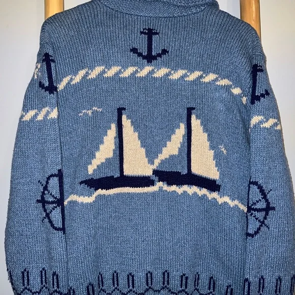 COPY - Polo Ralph Lauren Cotton Sailboat Shawl Sweater - Unisex - Picture 5 of 7